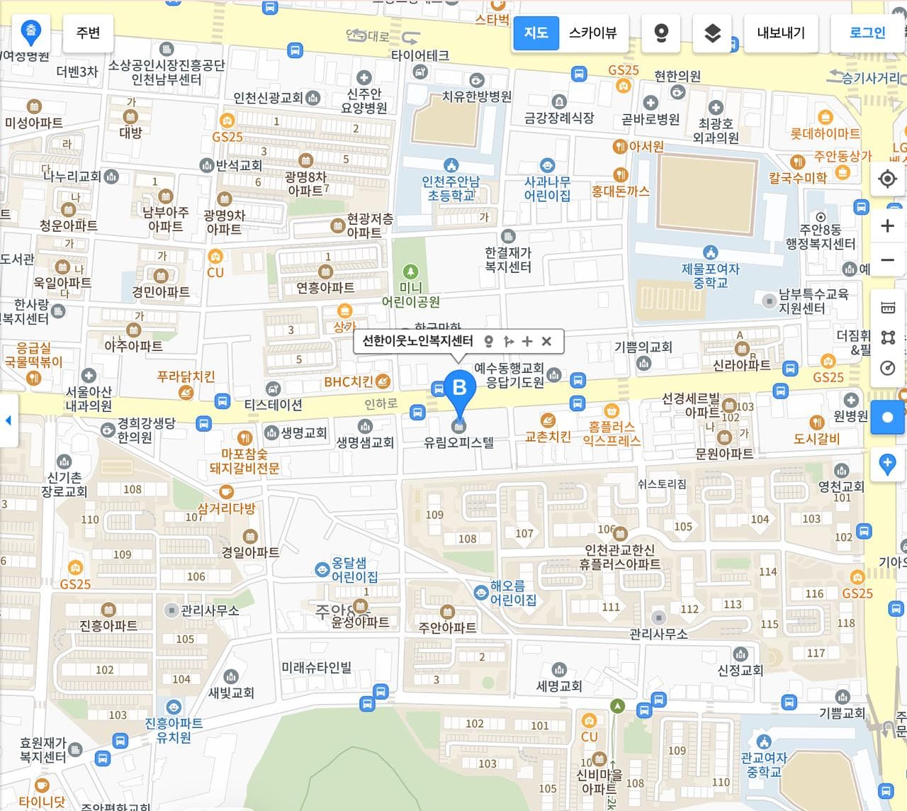 선한이웃노인복지센터 지도 이미지